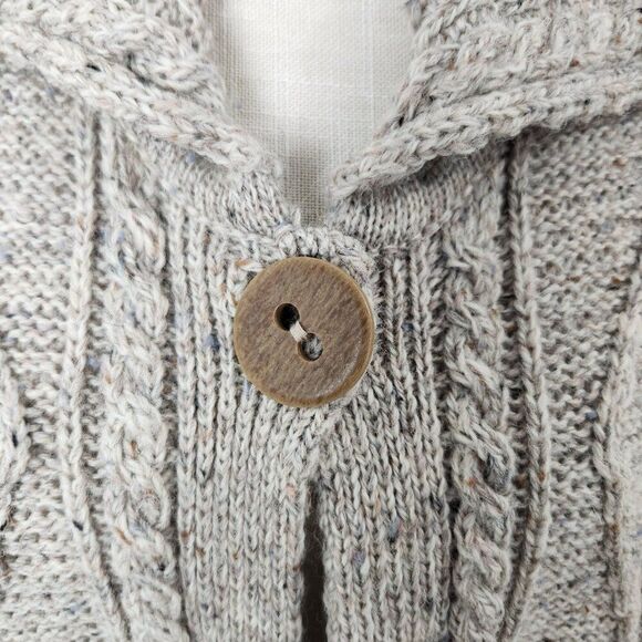 Carraig Donn Sweater Womens M Gray Cable Knit Shawl Cape Cletic Ireland Wool - Picture 3 of 12